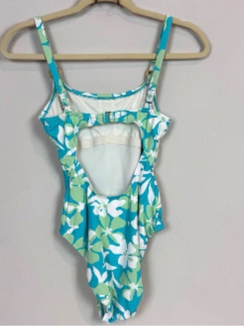 Jantzen Aqua and Light Green Floral One-Piece Swimsuit - Picture 2 of 10